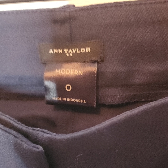 Ann Taylor Dark Blue Slim Fit Cotton Blend Pants - Picture 2 of 5